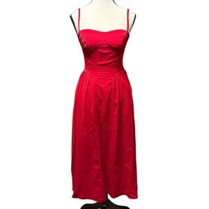 Chic Red Midi Dress with Spaghetti Straps